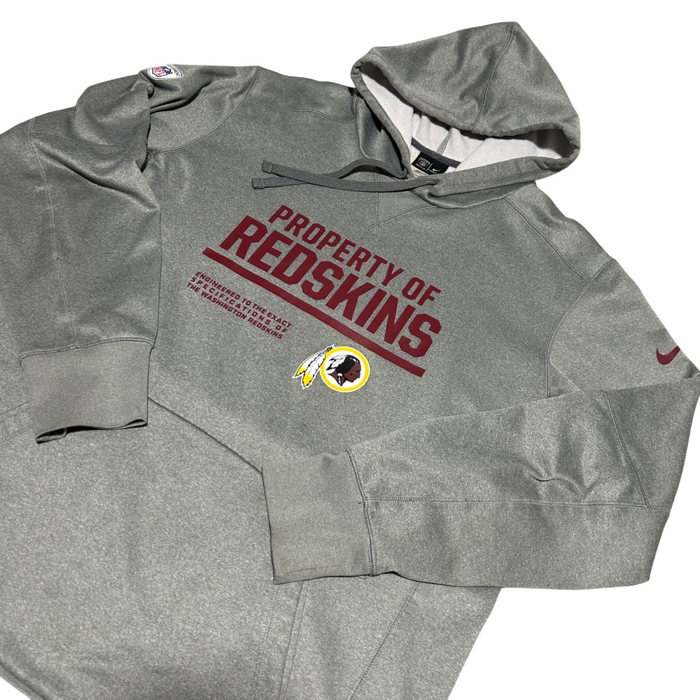Nike Hoodie Mens Large Grey Washington Redskins NFL Training Therma-FIT Pullover
